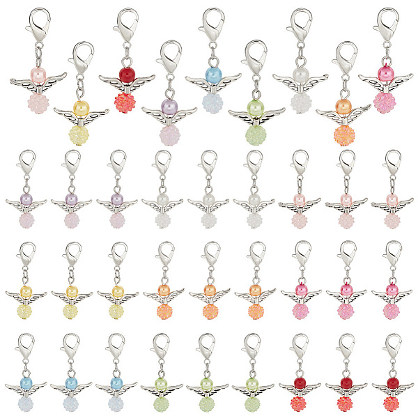 

PandaHall 4 Sets Alloy & Acrylic Pendant Decoraiton, with Zinc Alloy Lobster Claw Clasps, Angel, Mixed Color, 40mm, 9pcs/set Acrylic Angel..., Multicolor