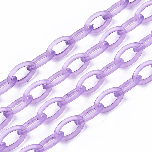 

PandaHall Handmade Transparent ABS Plastic Cable Chains, Oval, Medium Purple, 19.29 inch~19.68 inch(49~50cm), Link: 13x7.5x1.5mm Plastic