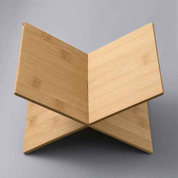 PandaHall Bamboo Bookends, X-shaped Book Support, Detachable Desktop Book Organizer, Navajo White, 179x175x220mm Bamboo