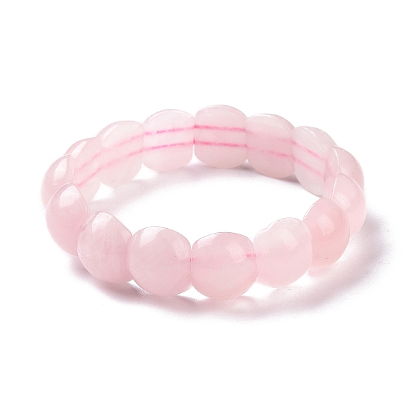 

PandaHall Natural Rose Quartz Half Round Beaded Stretch Bracelet, Gemstone Jewelry for Women, Inner Diameter: 2-1/4 inch(5.7cm) Rose Quartz