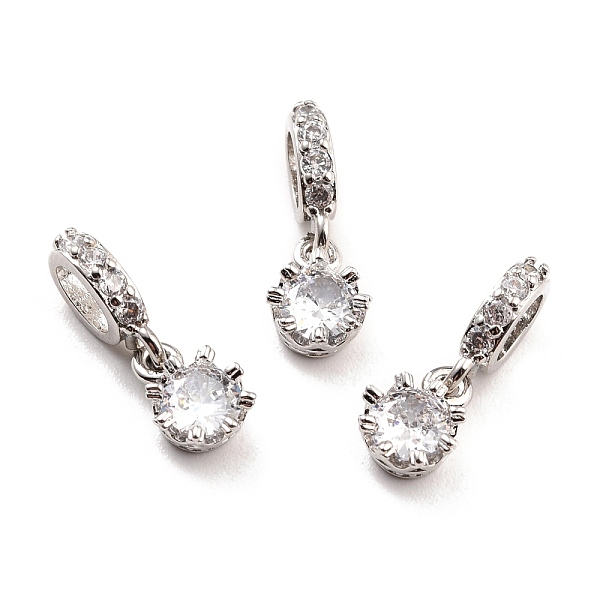 

PandaHall Brass Micro Pave Clear Cubic Zirconia Eropean Dangle Charms, Large Hole Charms, Cadmium Free & Lead Free, Crown, Platinum...