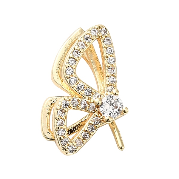 

PandaHall Brass Micro Pave Cubic Zirconia Peg Bails, Butterfly, Real 14K Gold Plated, 16.8x8.5x7mm, Hole: 2.5x1.5mm, Pin: 0.8mm Brass+Cubic..., Clear