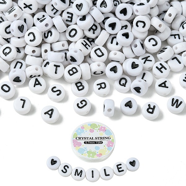 

PandaHall DIY Bracelet Making Kits, Including Letter & Heart Flat Round Acrylic Beads, Elastic Thread, Mixed Color, 550Pcs/bag Acrylic..., Multicolor
