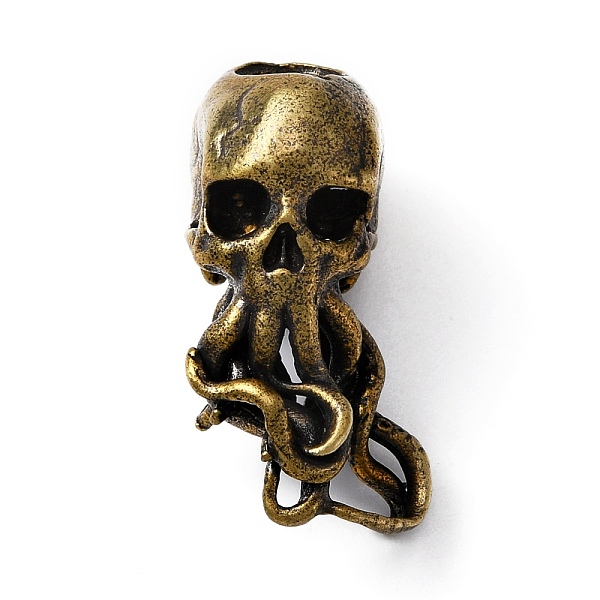 

PandaHall Brass European Beads, Large Hole Beads, Skull Octopus, Antique Bronze, 28.5x15x16.5mm, Hole: 6mm Brass Skull