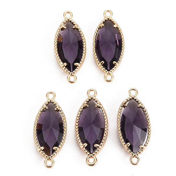 

PandaHall Glass Links Connectors, with Light Gold Tone Brass Findings, Faceted Horse Eye, Purple, 21x9x4mm, Hole: 1.2mm Brass+Glass Horse...
