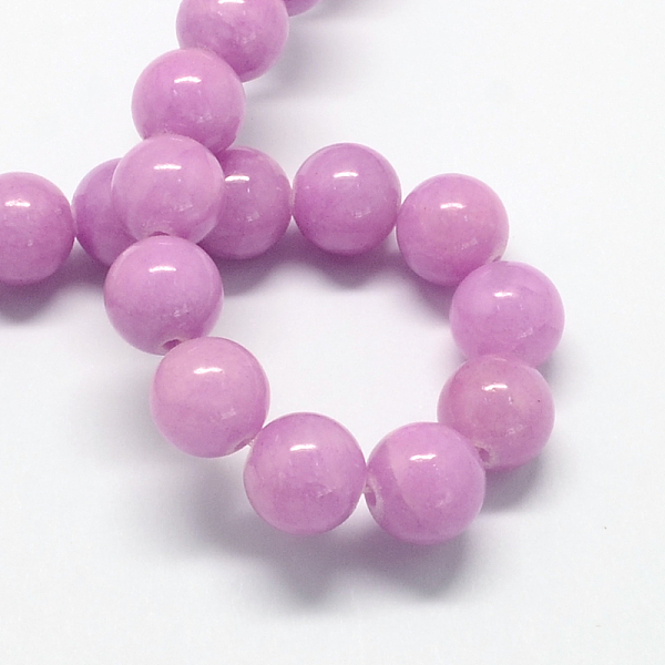 

PandaHall Natural Dyed Yellow Jade Gemstone Bead Strands, Round, Medium Orchid, 8mm, Hole: 1mm, about 50pcs/strand, 15.7 inch Yellow Jade..., Purple