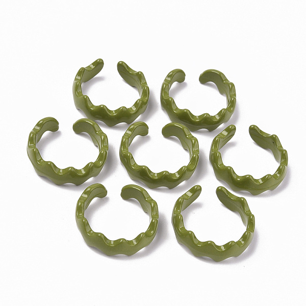 

PandaHall Spray Painted Alloy Cuff Rings, Open Rings, Cadmium Free & Lead Free, Wave, Olive Drab, US Size 5(15.7mm) Alloy