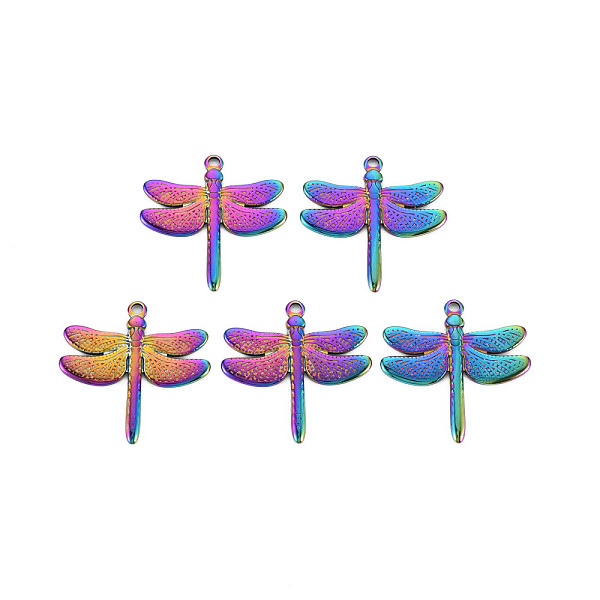 

PandaHall 201 Stainless Steel Pendants, Dragonfly, Rainbow Color, 29.5x30x2mm, Hole: 2mm 201 Stainless Steel Dragonfly