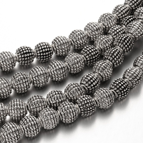 

PandaHall Round Tibetan Style Alloy Beads, Cadmium Free & Lead Free, 9mm, Hole: 2mm, about 25pcs/Strand Alloy Round