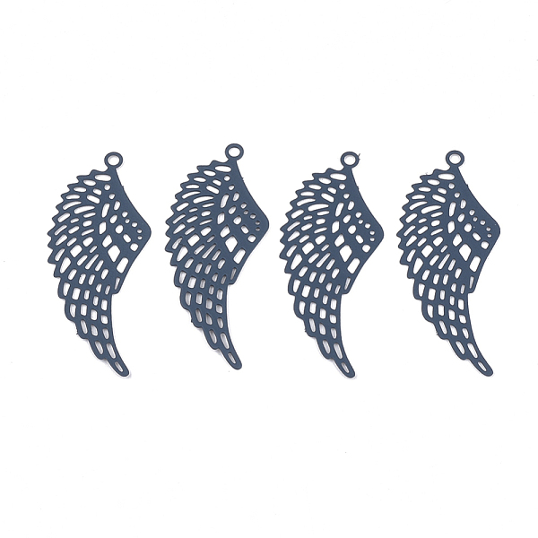 

PandaHall 430 Stainless Steel Filigree Pendants, Spray Painted, Etched Metal Embellishments, Wing, Medium Blue, 35x15x0.5mm, Hole: 1.5mm...