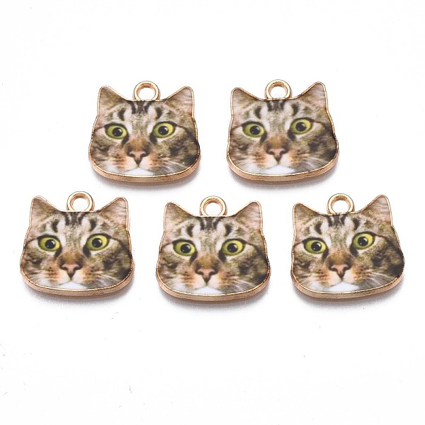 

PandaHall Printed Alloy Pendants, Cadmium Free & Nickel Free & Lead Free, Light Gold, Cat Head, Pale Goldenrod, 17x17.5x1.5mm, Hole: 2mm...