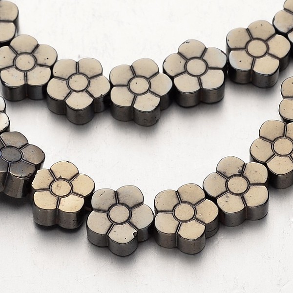 

PandaHall Electroplate Non-magnetic Synthetic Hematite Beads Strands, Flower, Antique Bronze Plated, 8x3mm, Hole: 1mm, about 54pcs/strand...