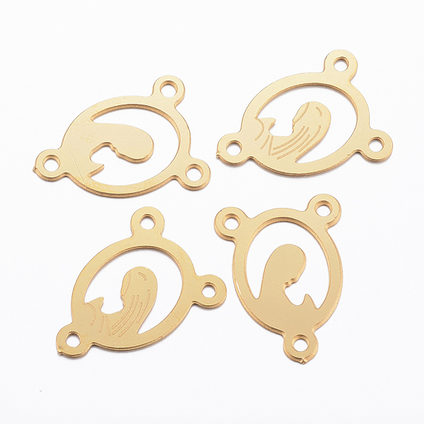 

PandaHall Ion Plating(IP) 304 Stainless Steel Chandelier Component Links, 3 Loop Connectors, Oval with Virgin Mary, Golden, 20x15x0.8mm...