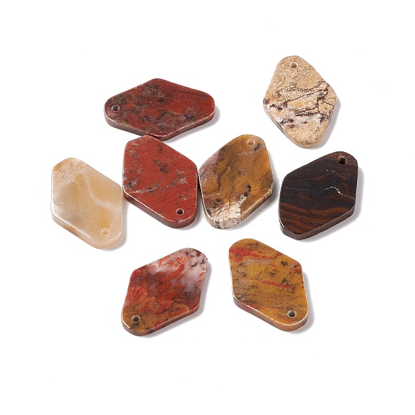 

PandaHall Natural Morocco Agate Pendants, Rhombus, 35.5~38x24.5~25.5x3~5mm, Hole: 1.6~2mm Natural Agate Rhombus