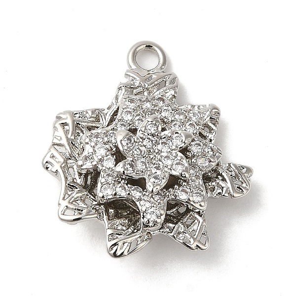 

PandaHall Rack Plating Brass Cubic Zirconia Pendants, Cadmium Free & Lead Free, Flower, Platinum, 20x18x5.5mm, Hole: 1.8mm Brass+Cubic..., Clear