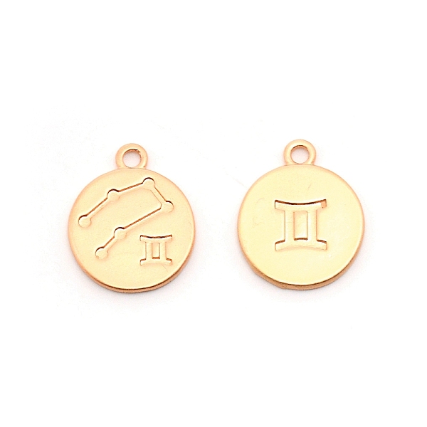 

PandaHall Alloy Pendants, Flat Round with Constellation, Matte Coffee Golden, Gemini, 20x16.5x1.5mm, Hole: 2mm Alloy Gemini