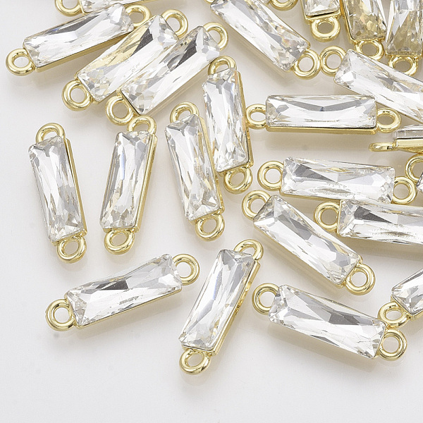 

PandaHall Light Gold Plated Alloy Links connectors, with Glass, Faceted, Rectangle, Clear, 22x5.5x4mm, Hole: 1.8mm Alloy+Glass Rectangle...