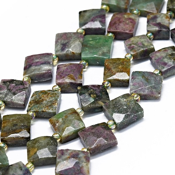 

PandaHall Natural African Jade Beads Strands, with Seed Beads, Faceted, Rhombus, 12~13x12~14x4~5mm, Hole: 0.8mm, about 28~29pcs/strand...