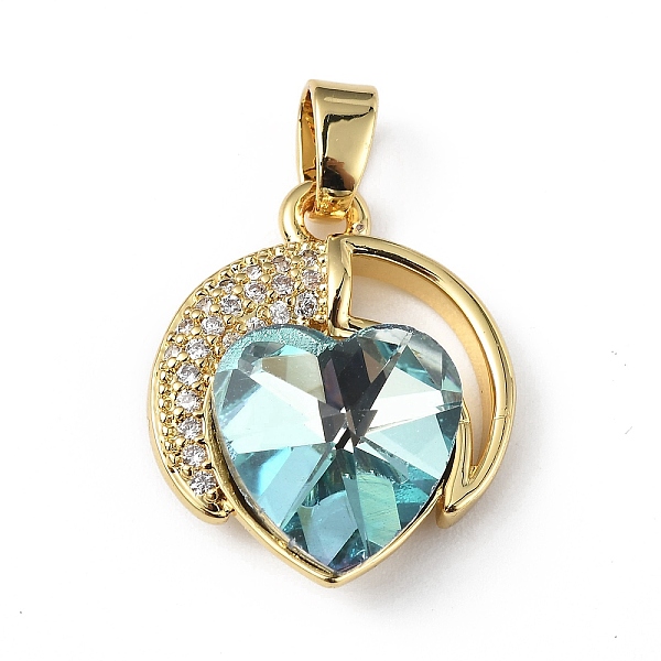 

PandaHall Real 18K Gold Plated Rack Plating Brass Micro Pave Clear Cubic Zirconia Pendants, with Glass, Long-Lasting Plated, Cadmium Free &..., Cyan