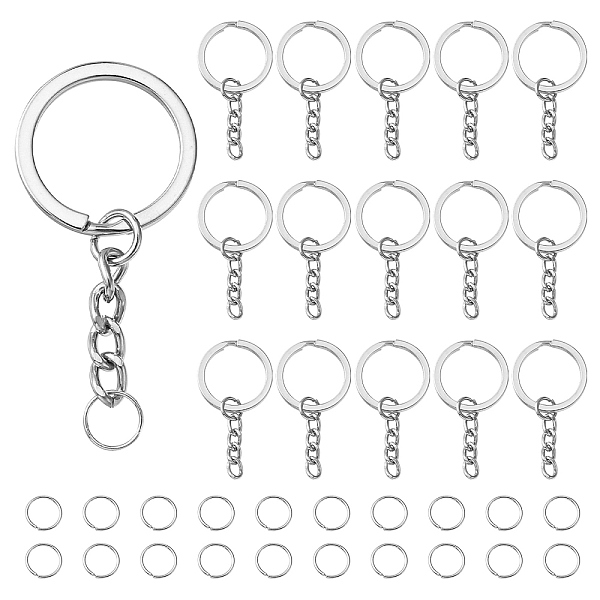 

PandaHall 50Pcs Iron Split Key Rings, with 50Pcs Iron Open Jump Rings, Platinum, 49mm, Ring: 25x2mm, Chain Link: 8x5mm Iron