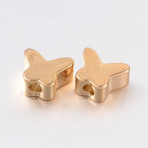 

PandaHall Butterfly Brass Beads, Real 18K Gold Plated, 5x6x3mm, Hole: 1mm Brass Butterfly