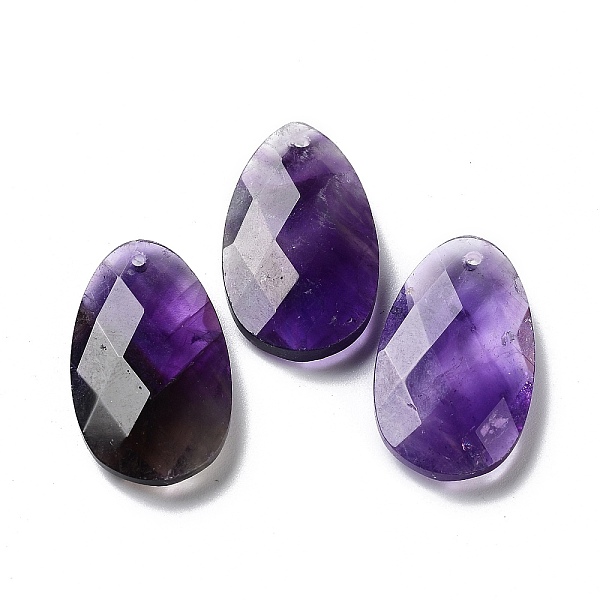 

PandaHall Natural Amethyst Pendants, Faceted Teardrop Charms, 30x18x6mm, Hole: 1.5mm Amethyst Teardrop