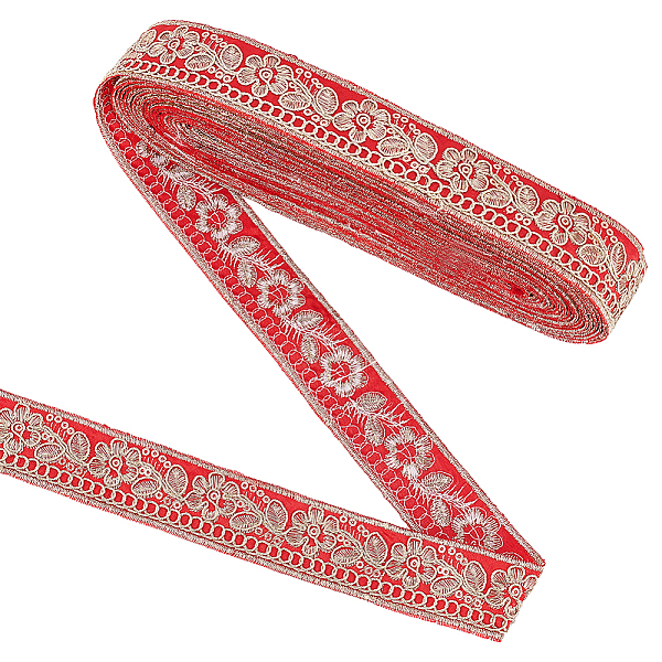 

PandaHall Ethnic Style Embroidery Polyester Ribbons, Jacquard Ribbon, Garment Accessories, Floral Pattern, FireBrick, 1-1/8 inch(30mm)..., Red