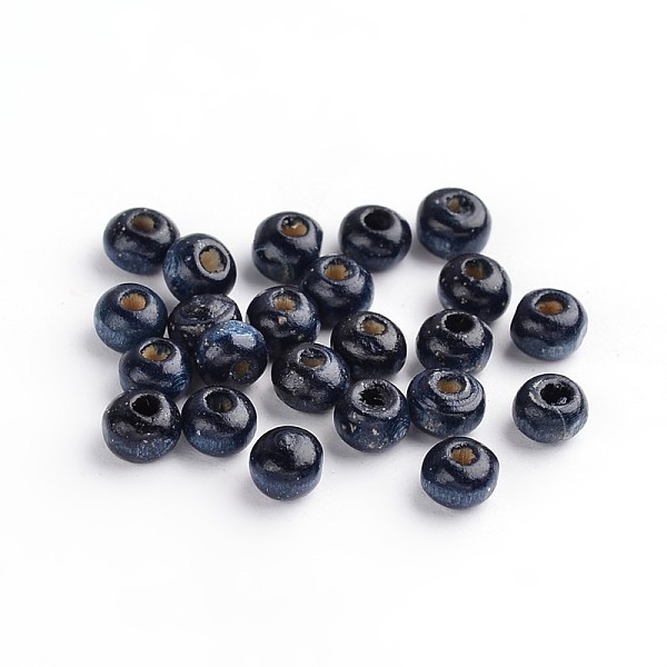 

PandaHall Natural Wood Beads, Bright Color, Round, Dyed, Steel Blue, 5x4mm, Hole: 1.5mm, about 1000pcs/50g Wood Round
