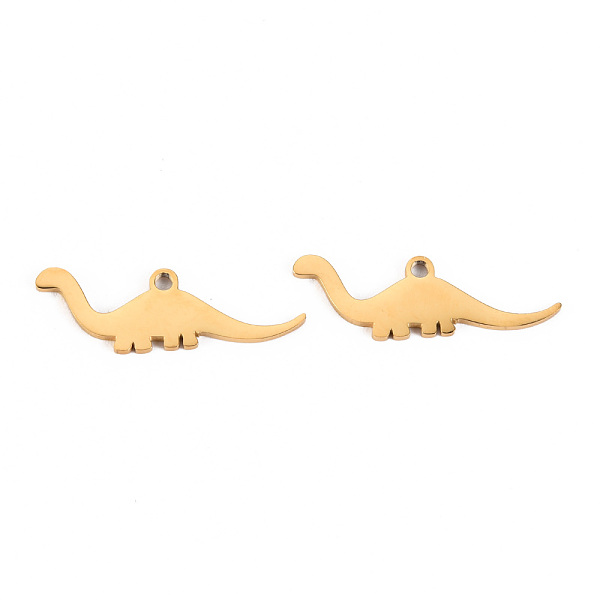 

PandaHall 304 Stainless Steel Pendants, Laser Cut, Dinosaur, Real 14K Gold Plated, 8x24x1mm, Hole: 1.2mm 304 Stainless Steel Dinosaur