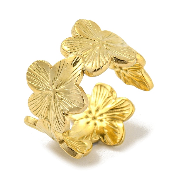 

PandaHall 304 Stainless Steel Open Cuff Ring, Flower, Golden, US Size 7 1/2(17.7mm) 304 Stainless Steel Flower
