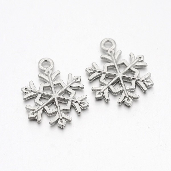 

PandaHall Tibetan Style Alloy Pendants, Lead Free & Cadmium Free, Snowflake, for Christmas, Platinum, 21x16x2mm, Hole: 2mm Alloy Flower