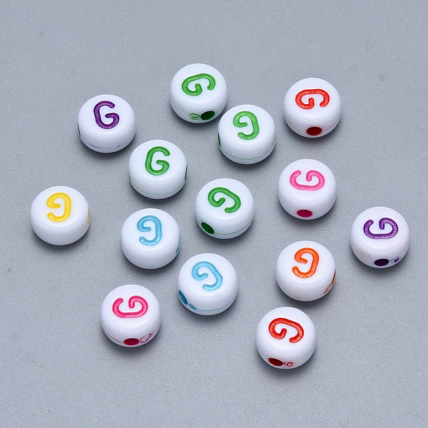 

PandaHall Craft Acrylic Horizontal Hole Letter Beads, Flat Round, Mixed Color, Letter.G, 7x3.5~4mm, Hole: 1.5mm, about 3600pcs/500g Acrylic..., Multicolor