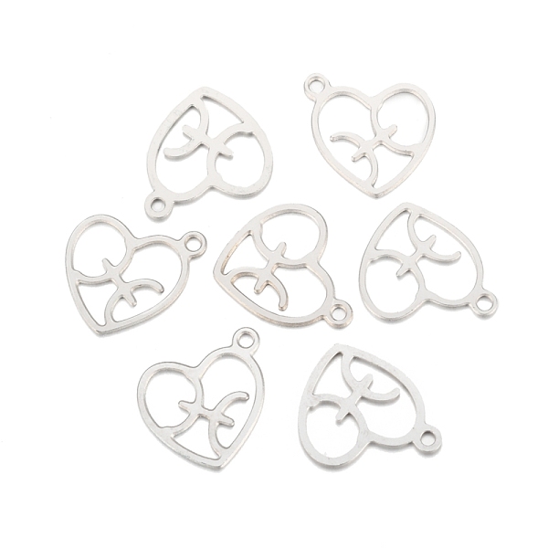 

PandaHall 304 Stainless Steel Pendants, Laser Cut, Heart with Constellation, Pisces, 15.5x13x0.8mm, Hole: 1.5mm 304 Stainless Steel Pisces