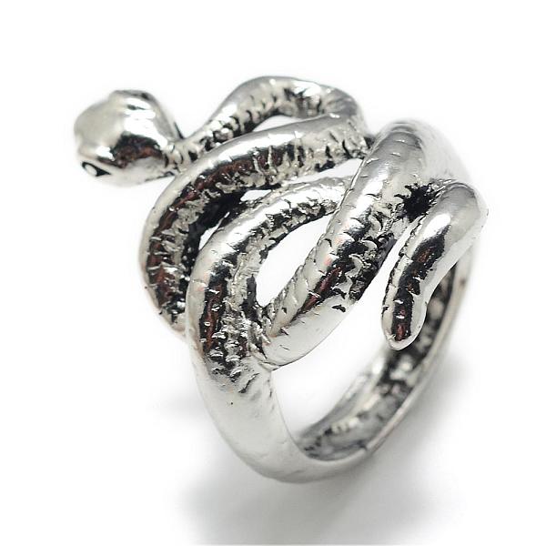

PandaHall Alloy Finger Rings, Snake, Size 8, Antique Silver, 18mm Alloy