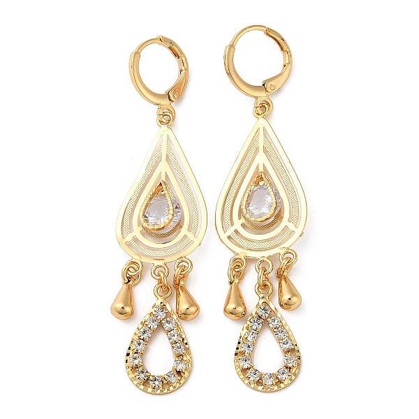 

PandaHall Brass Teardrop Chandelier Earrings with Rhinestone, Glass Drop Earrings for Women, Light Gold, 64x15.5mm Rhinestone Teardrop