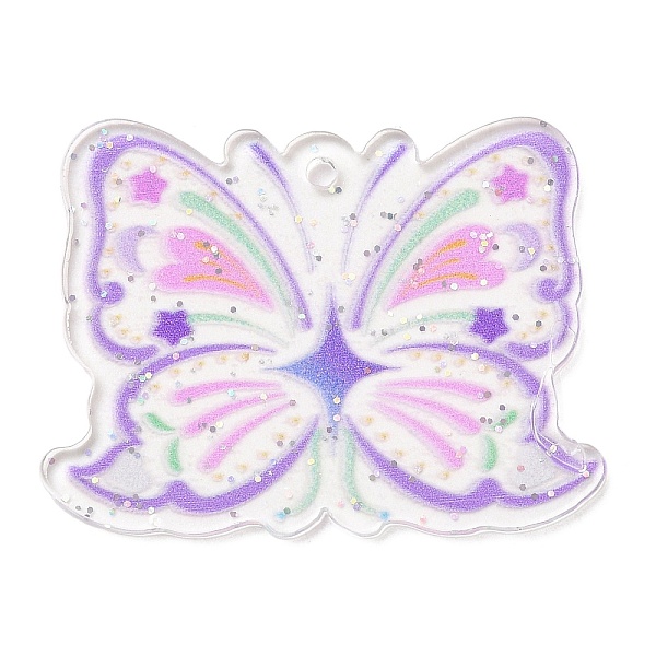 

PandaHall Acrylic Pendants, Butterfly, Lilac, 28.5x37.5x1.5mm, Hole: 1.8mm Acrylic Butterfly Purple