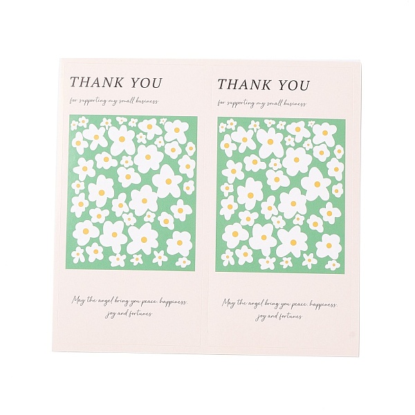 PandaHall 50Pcs Rectangle Gift Stickers, Adhesive Label Stickers, Thank You Theme, Flower, Sticker: 100x50mm, 2pcs/sheet, 25 sheets/bag...