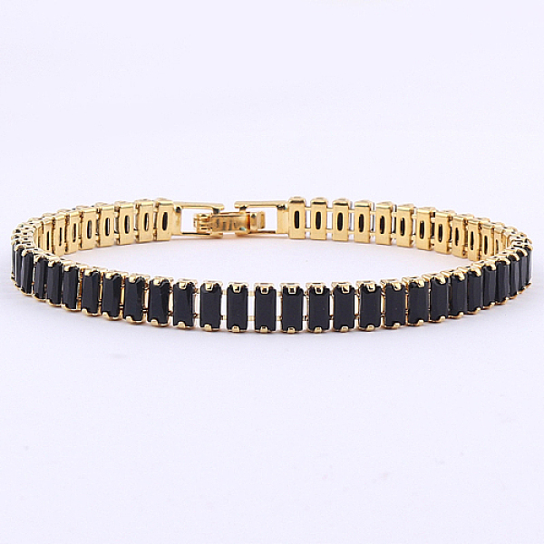 

PandaHall Cubic Zirconia Tennis Bracelets, Brass Rectangle Link Chain Bracelet, Black, No Size Cubic Zirconia Black