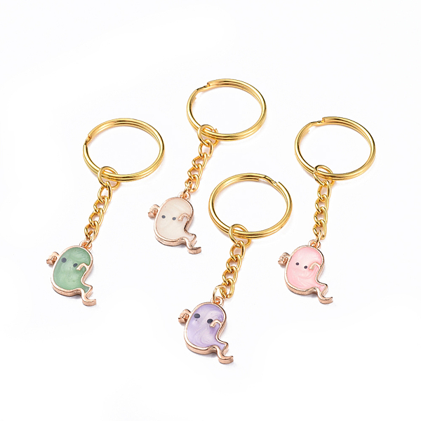 

PandaHall Halloween, Alloy Enamel Keychain, with Iron Key Clasp, Ghost, Golden, Mixed Color, 70mm Alloy Others Multicolor