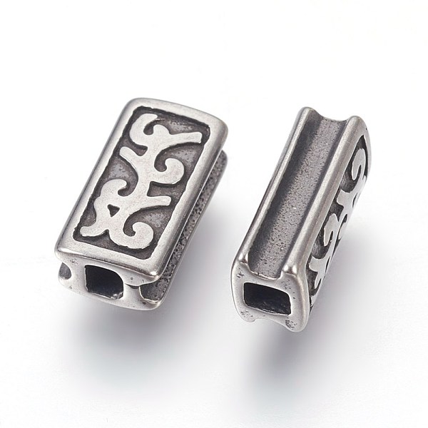 

PandaHall 304 Stainless Steel Beads, Grooved Rectangle, Antique Silver, 10x5x4mm, Hole: 2x2mm 304 Stainless Steel Rectangle