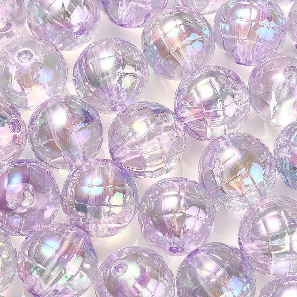 

PandaHall Textured UV Plating Rainbow Iridescent Transparent Acrylic Beads, Round, Violet, 15.5mm, Hole: 2.6mm Acrylic Round Purple