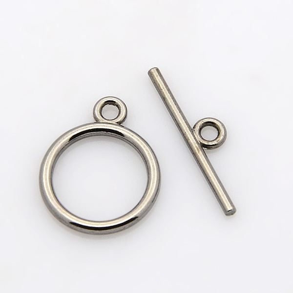 

PandaHall Tibetan Style Toggle Clasps, Flat Round, Cadmium Free & Nickel Free & Lead Free, Gunmetal, Flat Round: 15x2mm, Hole: 2mm, Bar...