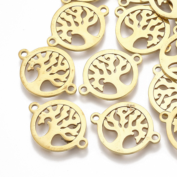 

PandaHall 201 Stainless Steel Links connectors, Laser Cut Links, Flat Round with Tree of Life, Golden, 13x17x1mm, Hole: 1mm 201 Stainless...