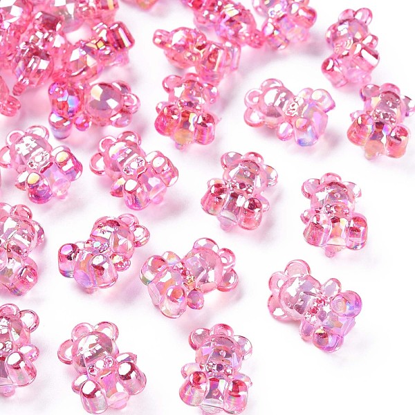 

PandaHall Transparent Acrylic Pendants, AB Color Plated, Bear, Flamingo, 20x13.5x10.5mm, Hole: 1.4mm, about 400pcs/500g Acrylic Bear Pink