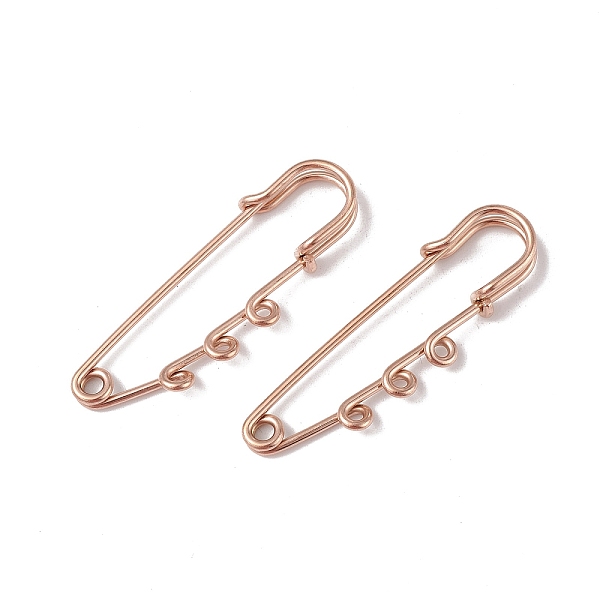 

PandaHall Ion Plating(IP) 304 Stainless Steel Safety Pins Brooch Findings, Kilt Pins with Triple Loops for Lapel Pin Making, Rose Gold...