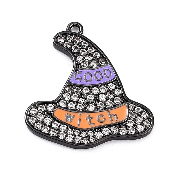 

PandaHall Rack Plating Brass Cubic Zirconia Pendants, Enamel, Lead Free & Cadmium Free, Long-Lasting, Hat Charm, Gunmetal, 22.5x21.5x2mm..., Black