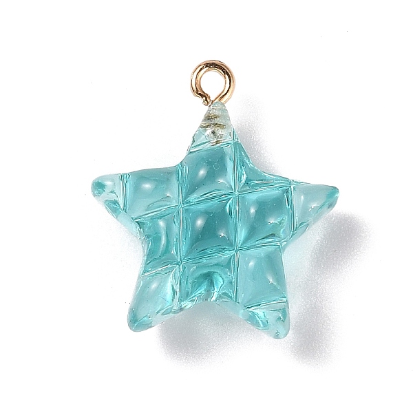 

PandaHall Transparent Resin Pendants, Star Charms with Light Gold Tone Alloy Loops, Turquoise, 23x20.5x9.5mm, Hole: 2mm Alloy+Resin Star..., Green
