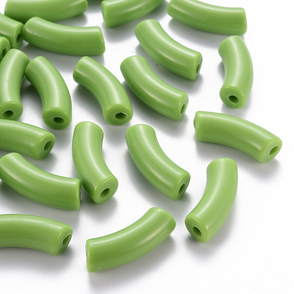 

PandaHall Opaque Acrylic Beads, Curved Tube, Olive Drab, 36x13.5x11.5mm, Hole: 4mm, about 133pcs/500g Acrylic Tube