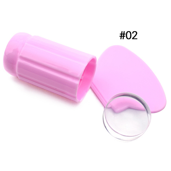 

PandaHall Silicone Head Nail Art Seal Stamp and Scraper Set, Nail Printing Template Tool, Pearl Pink, 6x2.8cm, 4x6cm Silicone Pink