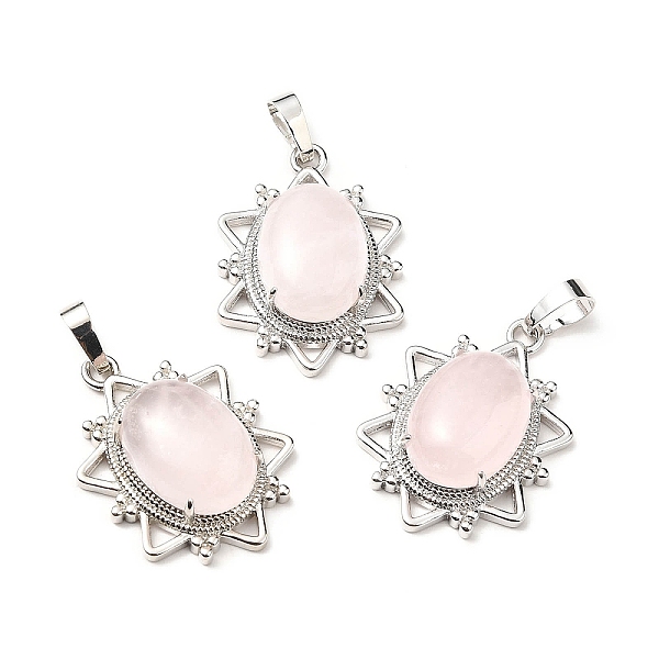 

PandaHall Natural Rose Quartz Pendants, Flower Charms, with Platinum Tone Brass Findings, Cadmium Free & Lead Free, 32x23x9.5~10.5mm, Hole...